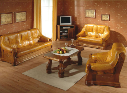 Living room leather wood furniture set 3+2+1 sofa couch upholstery seat